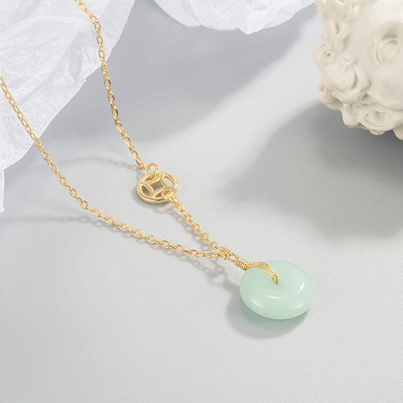 Buddha Stones翡翠フーキャラクター銅貨平和バックル豊穣ネックレスペンダント