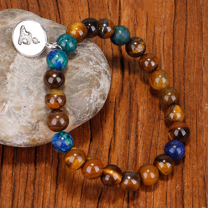 Buddha Stones108Malaビーズ タイガーアイ 仏陀の強さのブレスレット タッセルネックレス ペンダント