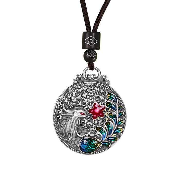 Buddha Stones990スターリングシルバー フェニックス 幸運の守護ネックレスペンダント
