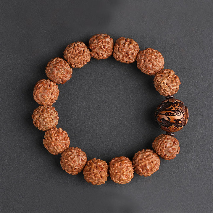Buddha Stonesチベット ルドラークシャ 菩提樹 貔貅 銅貨 富と幸運ブレスレット