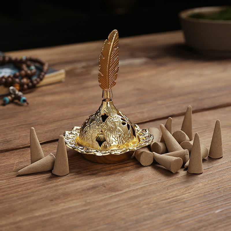 金色のひょうたん型星羽根スピリチュアル瞑想用ミニ合金製香炉