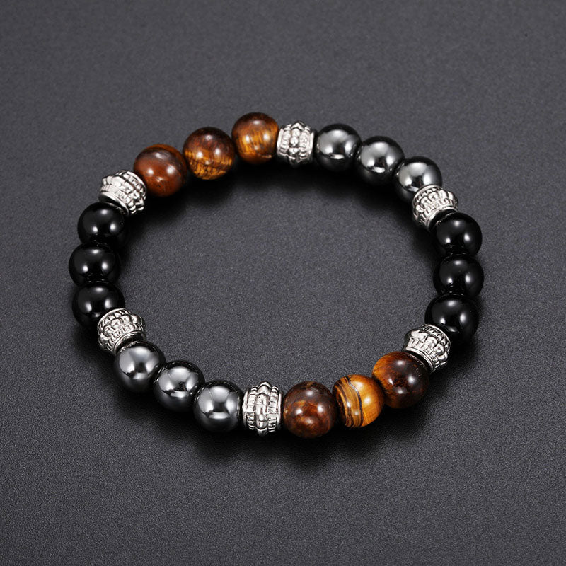 Buddha Stonesタイガーアイとヘマタイトの幸運と癒しのブレスレット