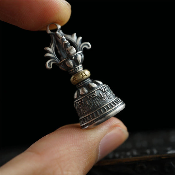Buddha Stonesチベット 925 スターリングシルバーOm Mani Padme Humジェベル ヴァジュラ 彫刻 悟りのペンダント 吊り下げ装飾
