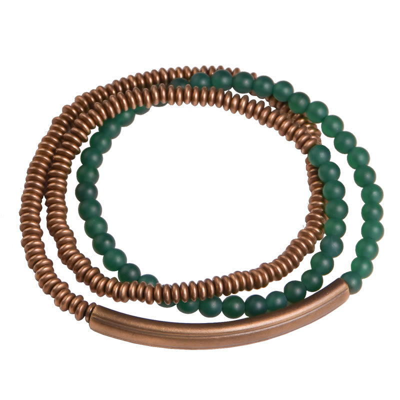 Buddha Stonesチベット瑪瑙石 銅製 守護 トリプルラップブレスレット