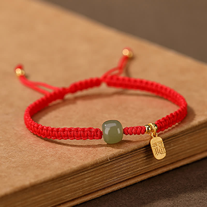 Buddha Stones925 スターリングシルバー 和田翡翠 祝福 富 赤い紐 ブレスレット