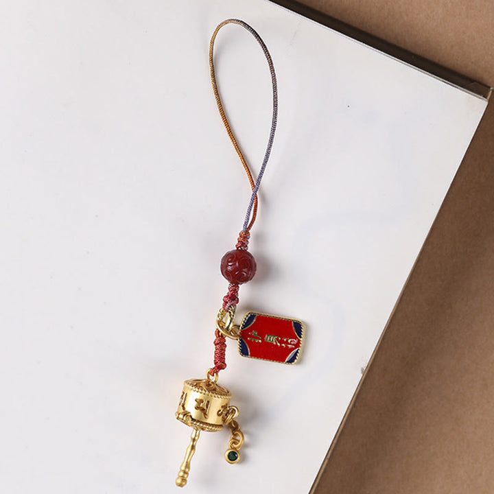 Buddha StonesチベットOm Mani Padme Hum祈りの輪 お守り 護符 携帯電話吊り下げ装飾