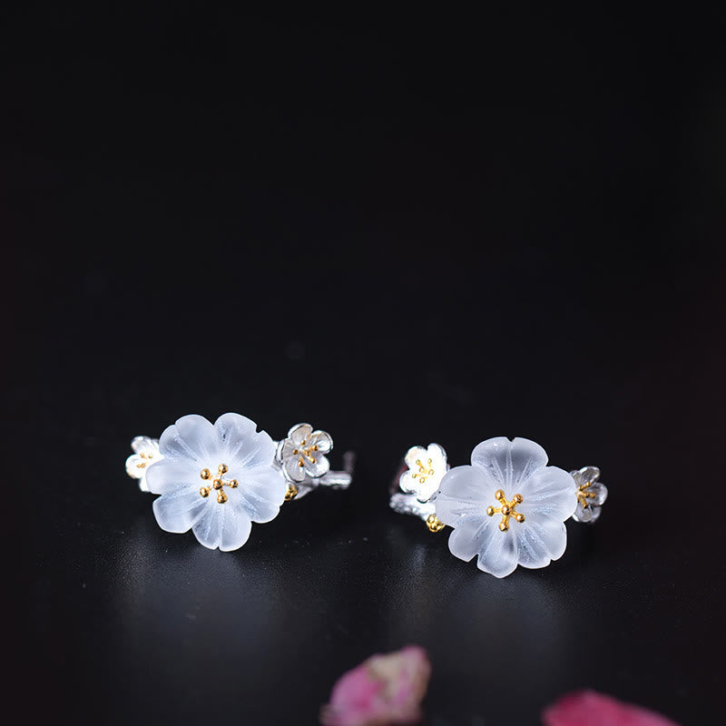 Buddha Stones925スターリングシルバー 梅の花 フローラルブレッシングイヤリング