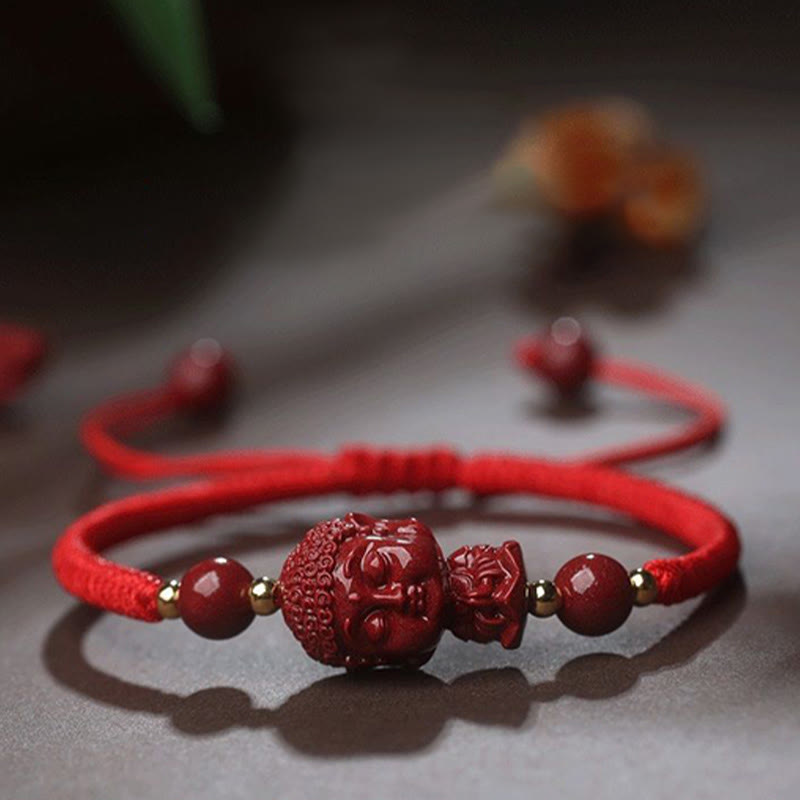 Buddha Stones十二支誕生仏辰砂 お守り 祝福 紐 ブレスレット