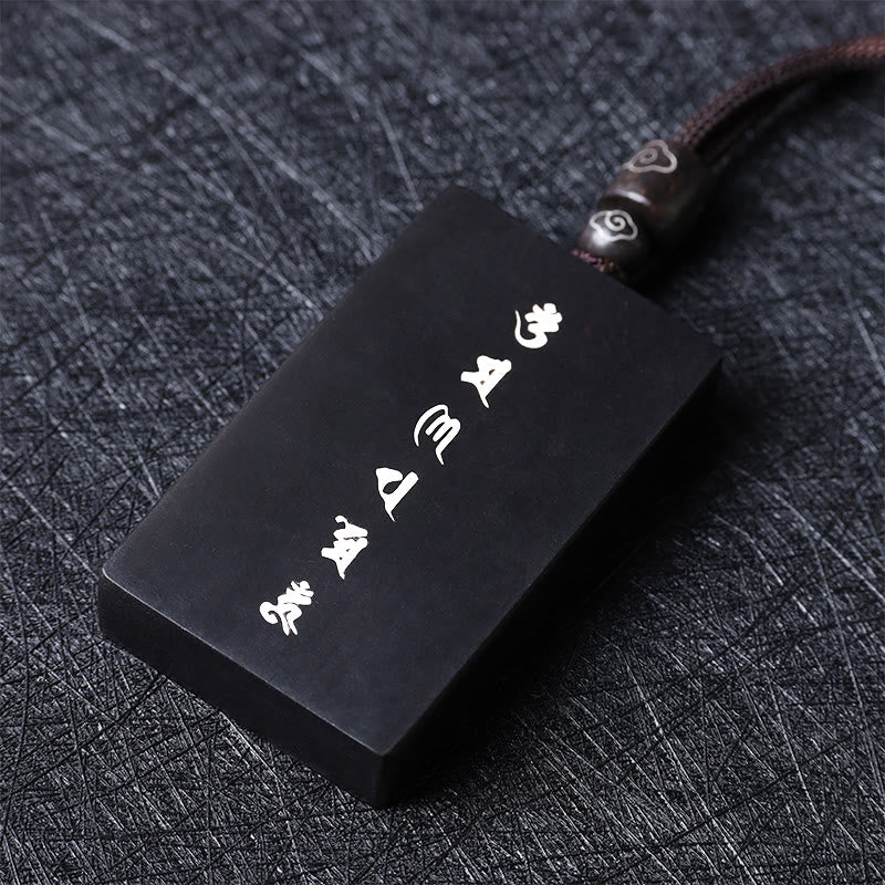 Buddha Stones999 スターリングシルバー小葉紫檀黒檀オーム・マニ・パドメ・フム象嵌 守護ネックレスペンダント - image 12