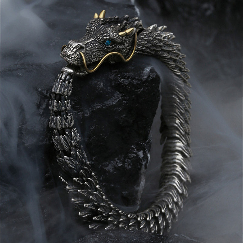 Buddha Stones北欧 ドラゴン ハンドメイド お守り 幸運 保護 チェーン ブレスレット