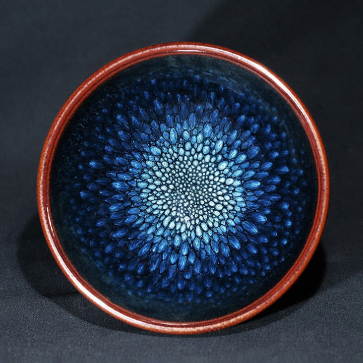 Buddha Stones手作り ブルーフランコリヌス スポット 中国 Jianzhan 陶器 ティーカップ カンフー ティーカップ ボウル