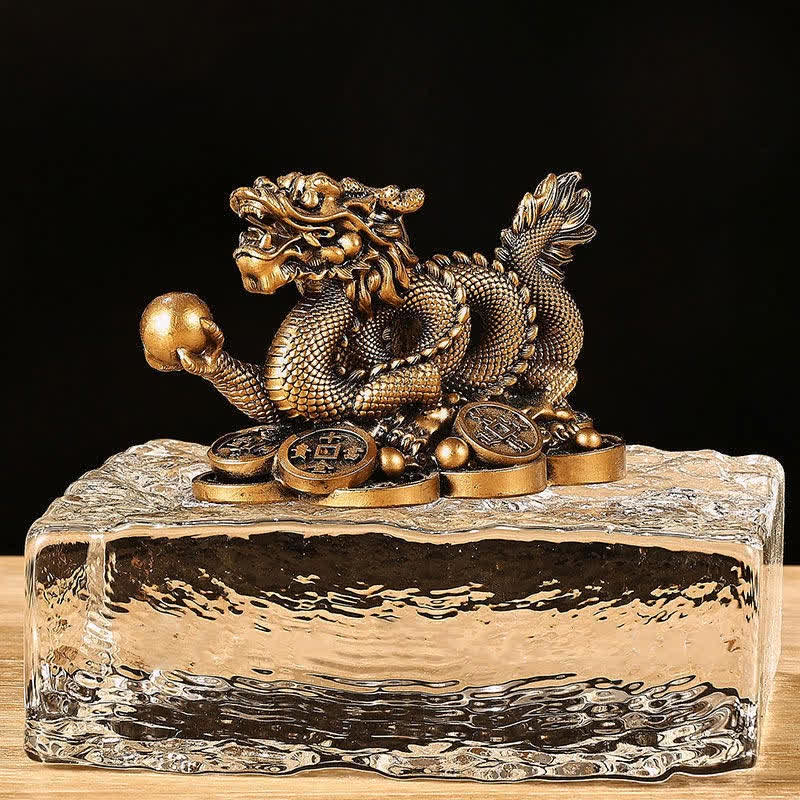 Buddha Stones風水 龍 銅貨 富と成功の幸運 装飾