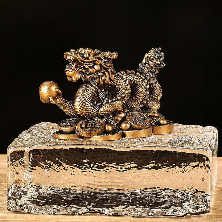 Buddha Stones風水 龍 銅貨 富と成功の幸運 装飾