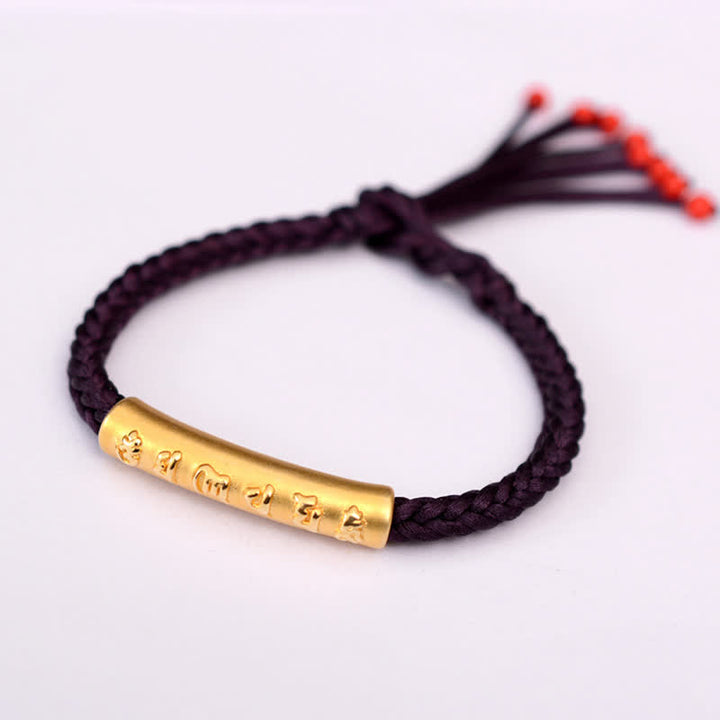 Buddha Stones999スターリングシルバーオーム・マニ・パドメ・フム保護力のあるストリングブレスレット