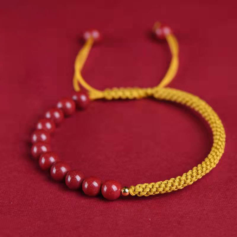 Buddha Stones天然辰砂キングコングノット祝福ストリングブレスレット
