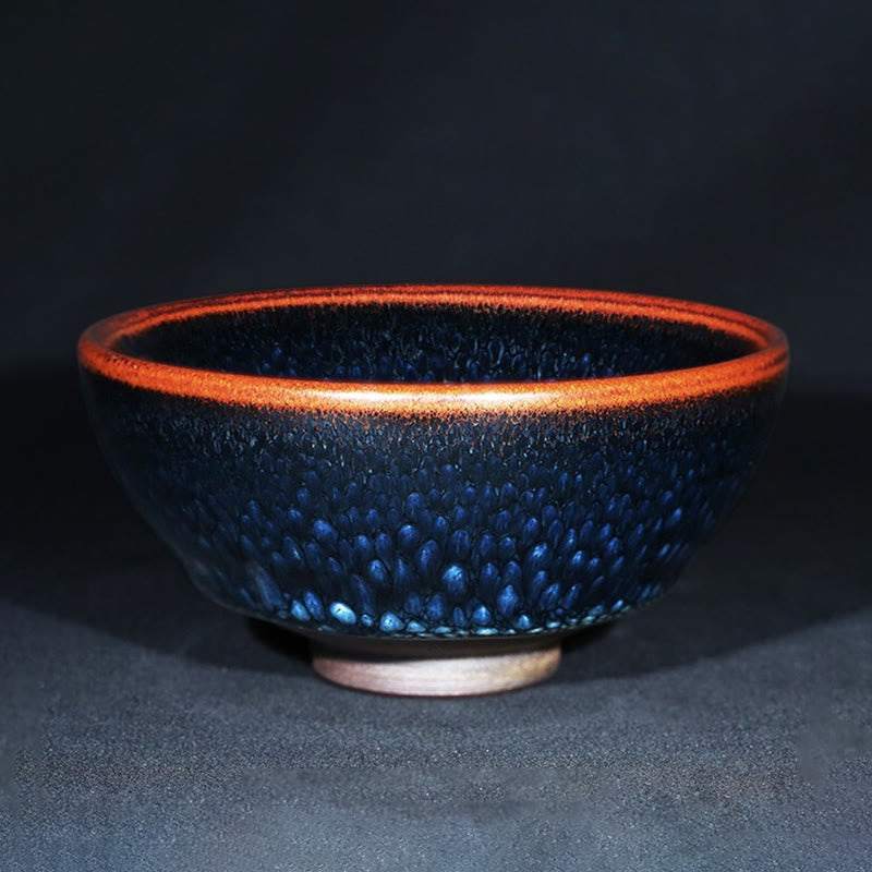 Buddha Stones手作り ブルーフランコリヌス スポット 中国 Jianzhan 陶器 ティーカップ カンフー ティーカップ ボウル