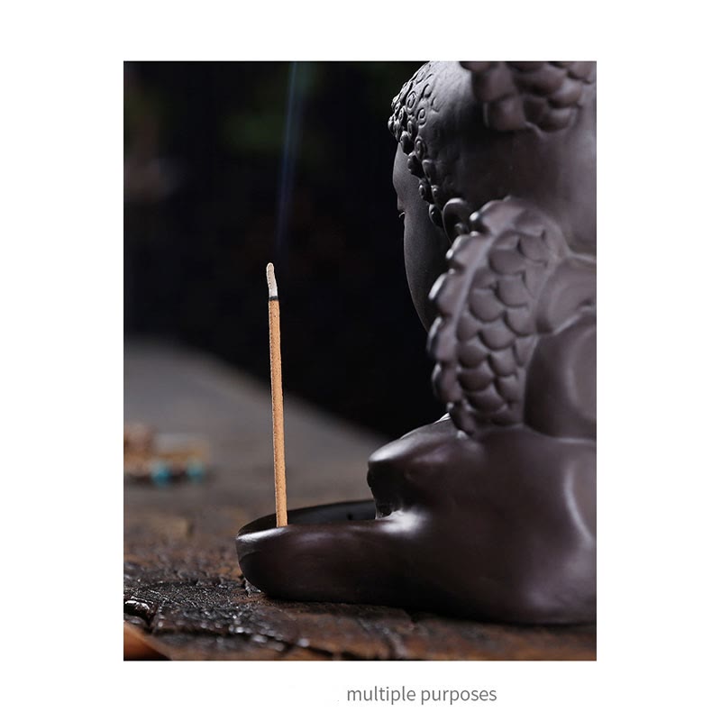 Buddha Stones龍仏 縁起の良い雲 紫粘土 癒しの香炉 装飾