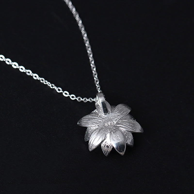 Buddha Stones 925スターリングシルバー ラズライト ラピスラズリ 蓮の花 セルフケアネックレスペンダント - image 6
