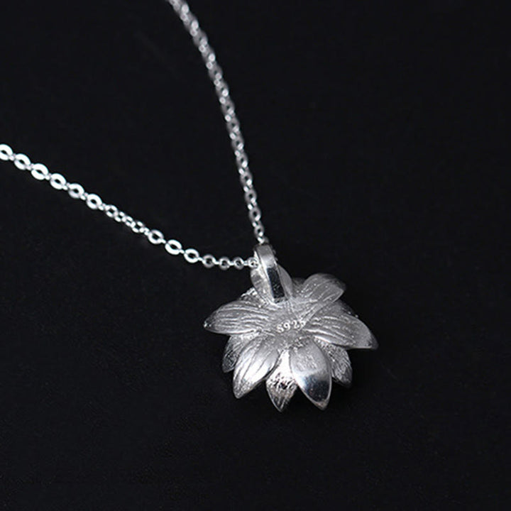 Buddha Stones 925スターリングシルバー ラズライト ラピスラズリ 蓮の花 セルフケアネックレスペンダント - image 6