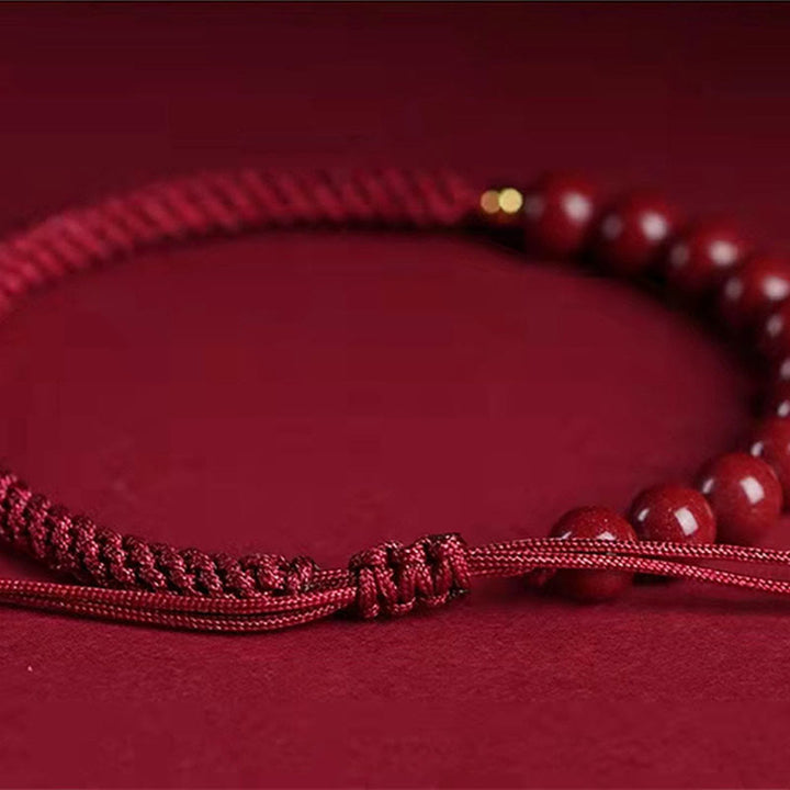 Buddha Stones天然辰砂キングコングノット祝福ストリングブレスレット