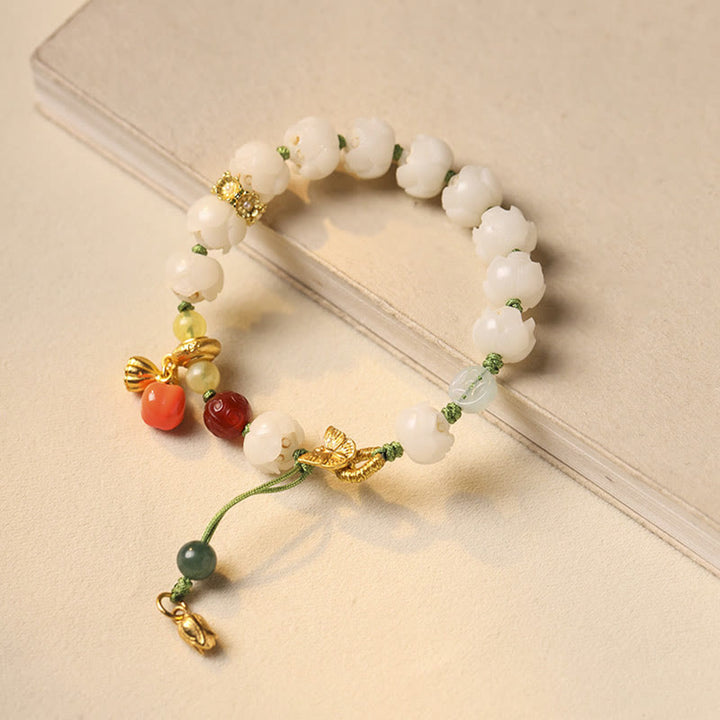 Buddha Stones天然菩提樹の種子蓮かぼちゃビーズ平和ハーモニーブレスレット