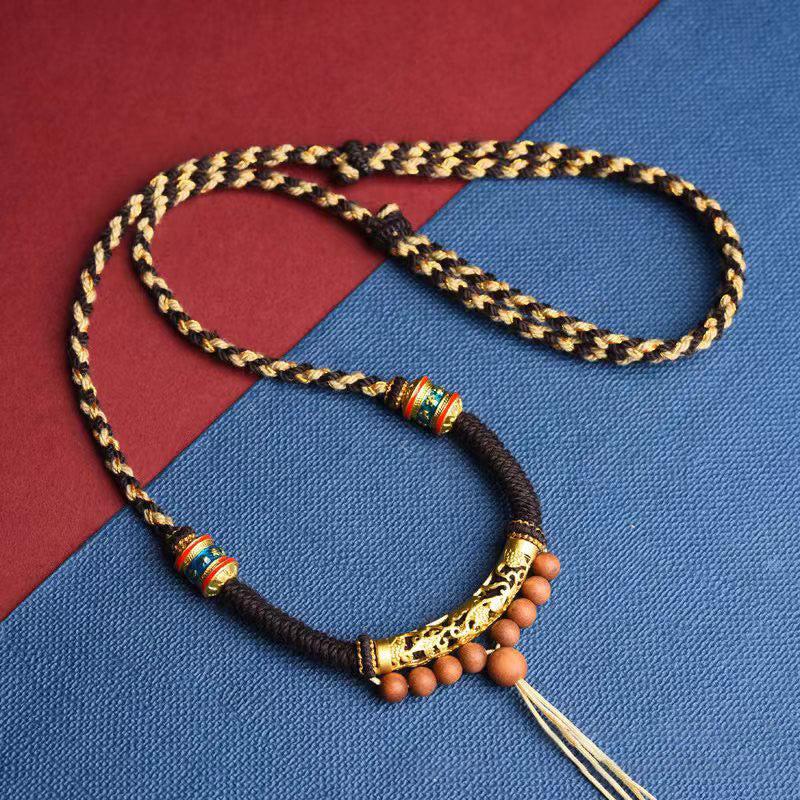 チベットの手作りのBuddha Stonesキングコングノットオーム・マニ・パドメ・フム祈祷ホイールの紐ネックレスペンダント - image 4