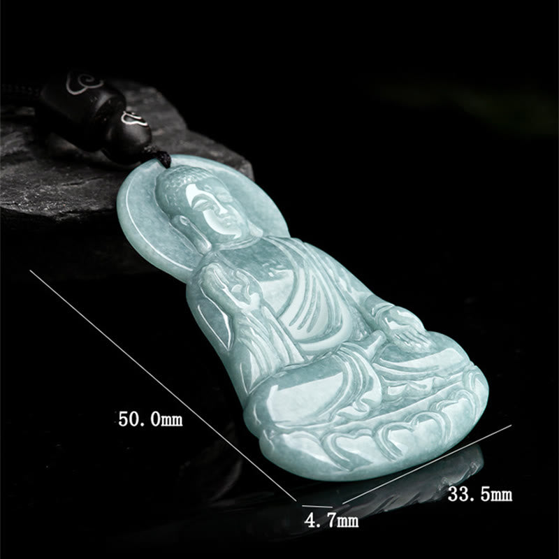 Buddha Stones阿弥陀仏 天然翡翠 蓮華 お守り 慈悲の紐 ネックレス ペンダント - image 9