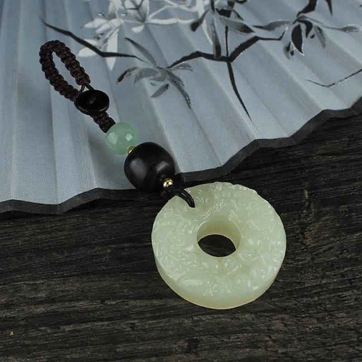 Buddha Stones翡翠 平和 バックル 豊穣 富のキーチェーン