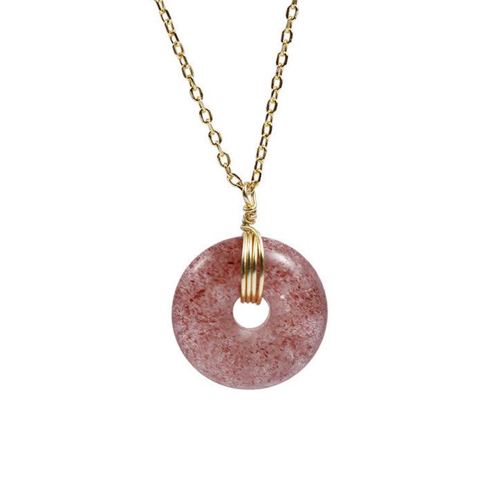 Buddha Stones925スターリングシルバー ストロベリークォーツ ヒーリングポジティブネックレス