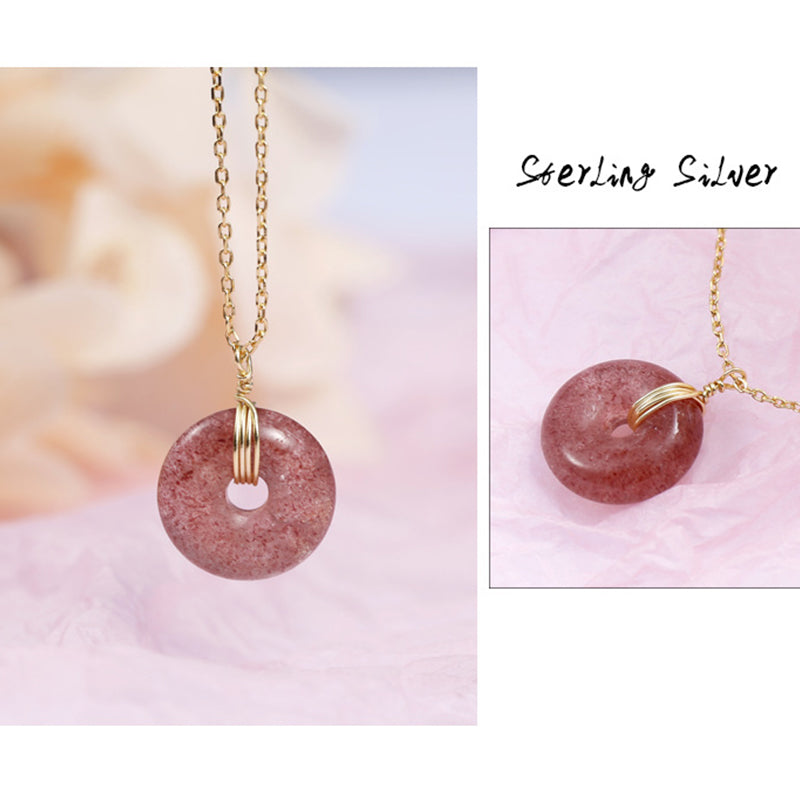 Buddha Stones925スターリングシルバー ストロベリークォーツ ヒーリングポジティブネックレス