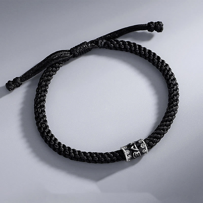 Buddha Stones925スターリングシルバーオーム・マニ・パドメ・フムフム ピース編みブレスレット