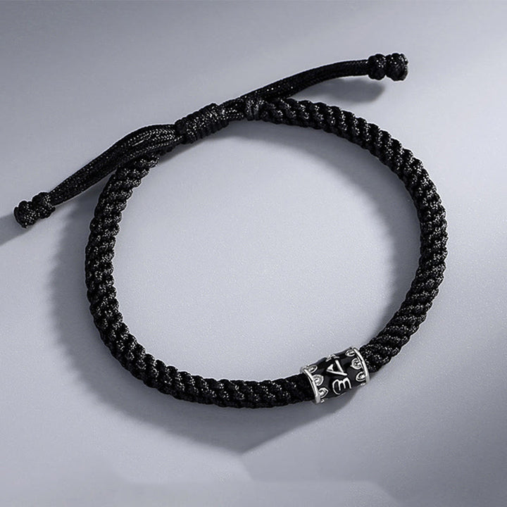 Buddha Stones925スターリングシルバーオーム・マニ・パドメ・フムフム ピース編みブレスレット