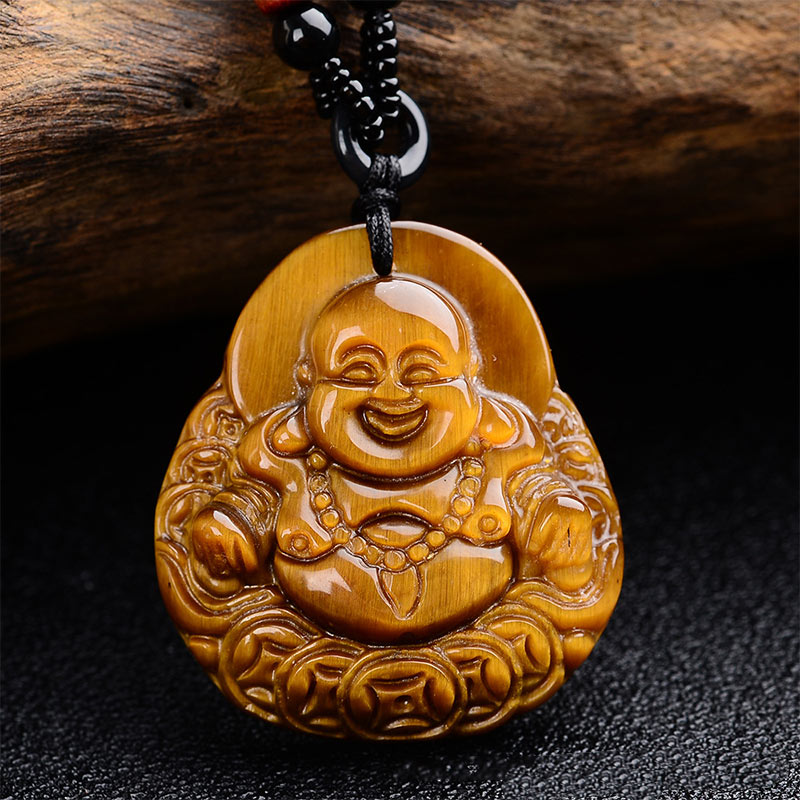 Buddha Stonesタイガーアイ 笑う仏陀 祝福ネックレス - image 2