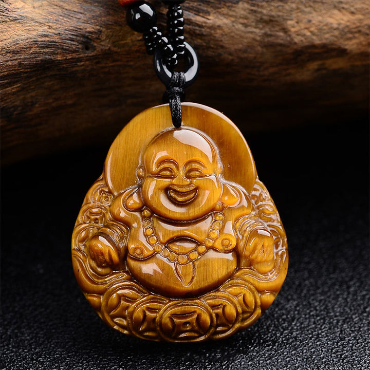 Buddha Stonesタイガーアイ 笑う仏陀 祝福ネックレス - image 2