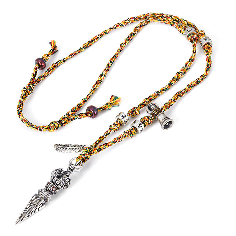 Buddha Stonesチベット ハンドメイド 925 スターリングシルバー ドルジェ ヴァジュラオーム・マニ・パドメ・フムフェザー ストレングス ネックレス ペンダント - image 7
