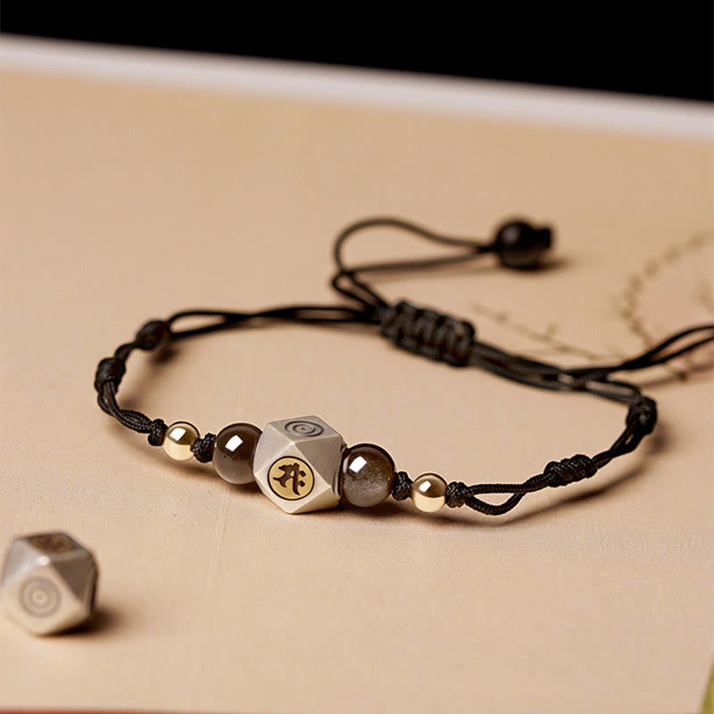 Buddha Stonesハンドメイド 925 スターリングシルバー十二支誕生仏辰砂 落ち着いた編み込みブレスレット