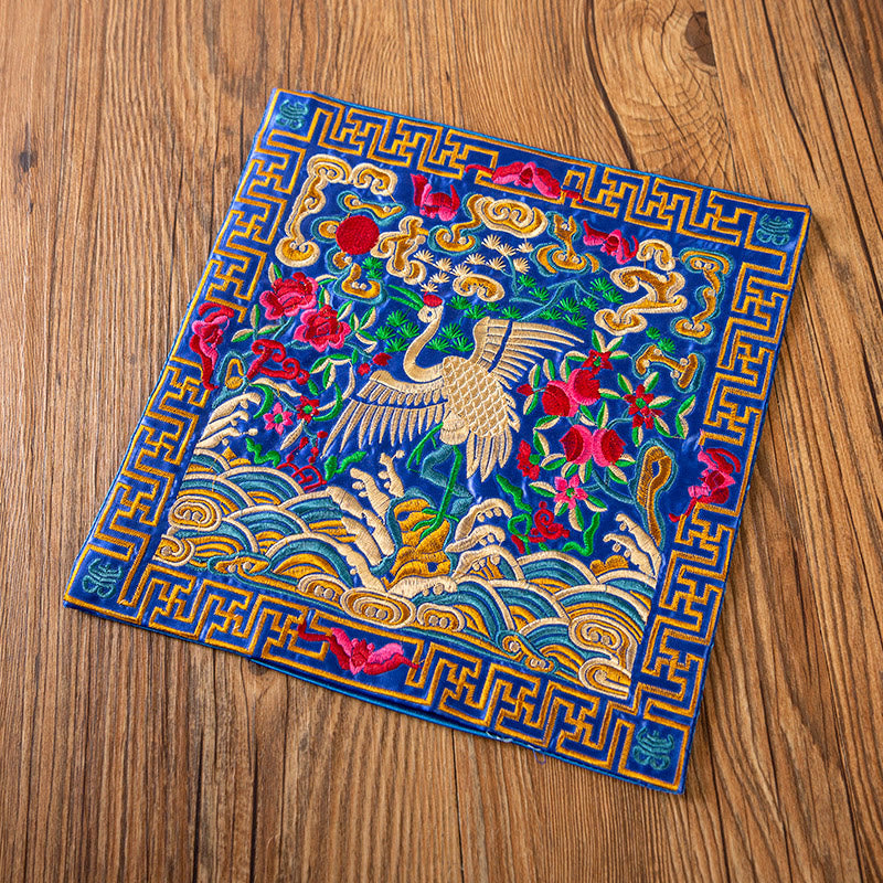 Buddha Stones鳳凰龍 麒麟刺繍 カップマットパッド ティーカップコースター カンフーティーマット