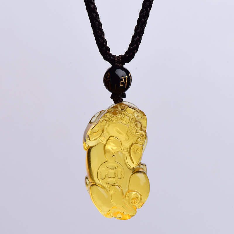 Buddha Stones風水シトリン貔貅富ネックレスペンダント - image 10