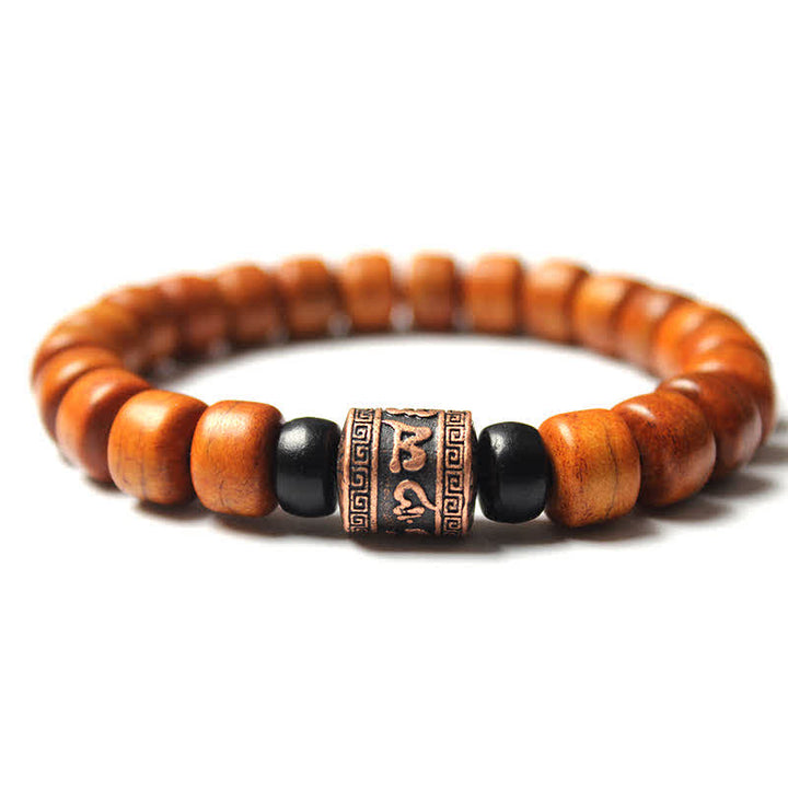 Buddha Stonesチベット骨ビーズオーム・マニ・パドメ・フム強さブレスレット