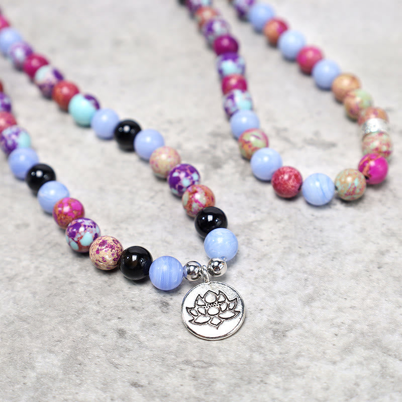 Buddha Stones天然紫ミャオ石 蓮のMala