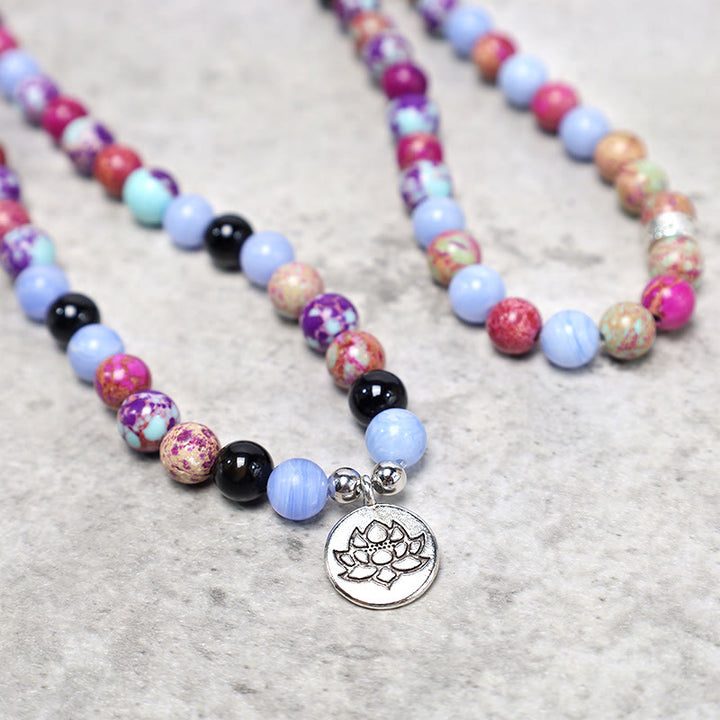 Buddha Stones天然紫ミャオ石 蓮のMala