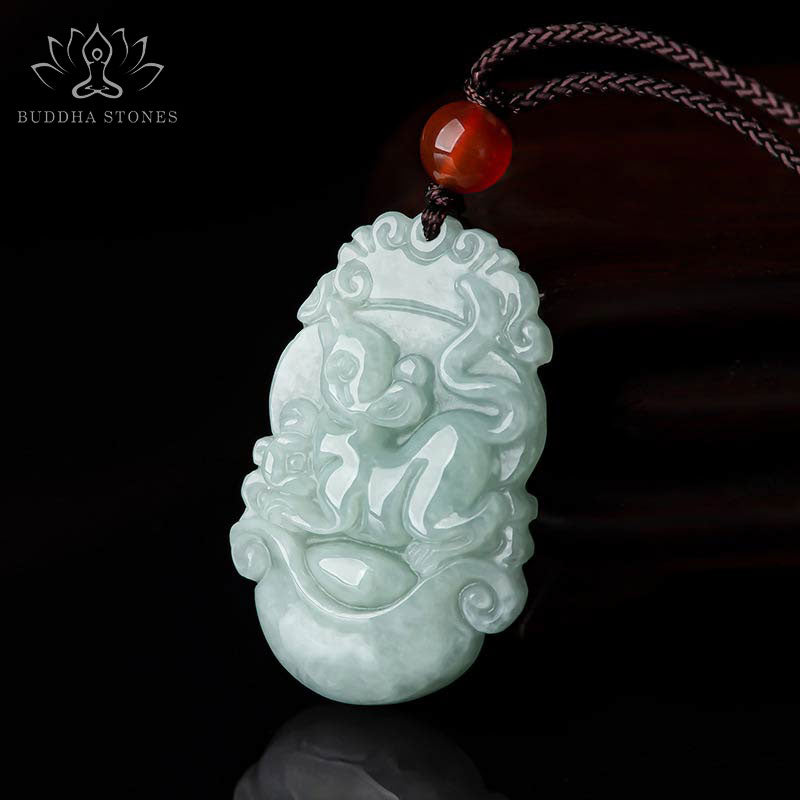 Buddha Stones天然翡翠12星座成功ペンダントネックレス - image 1