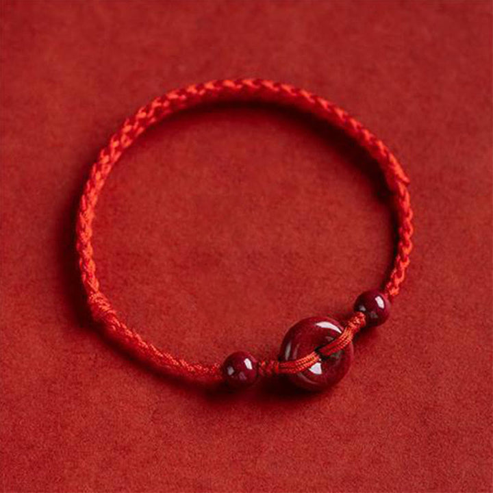 Buddha Stones ハンドメイドお守りブレスレット 辰砂入り 厄除け・健康運 レディースアクセサリー