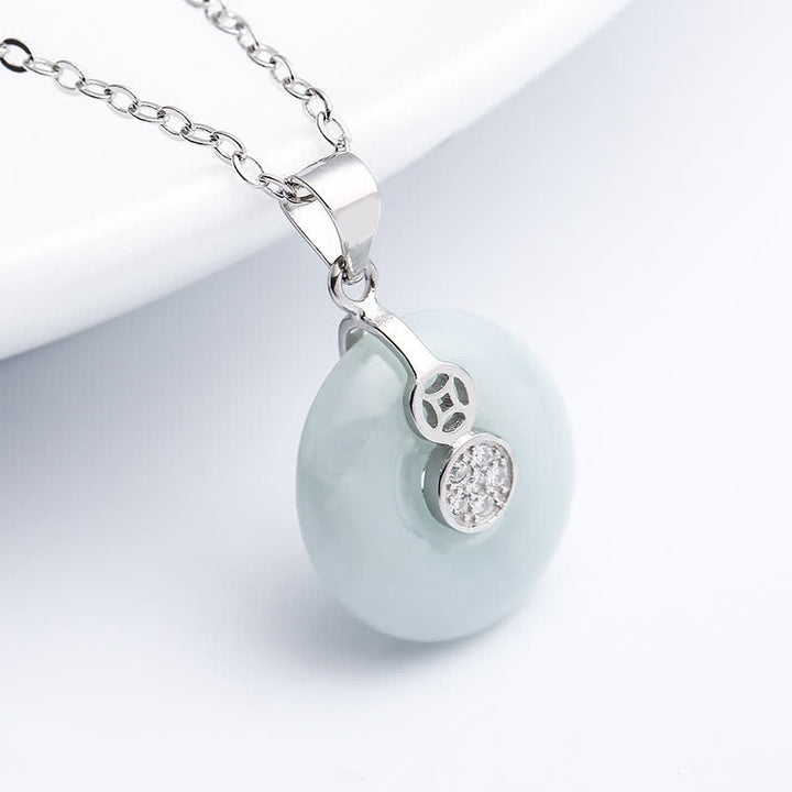 Buddha Stones925スターリングシルバー ピースバックル 翡翠コイン 幸運のネックレスペンダント