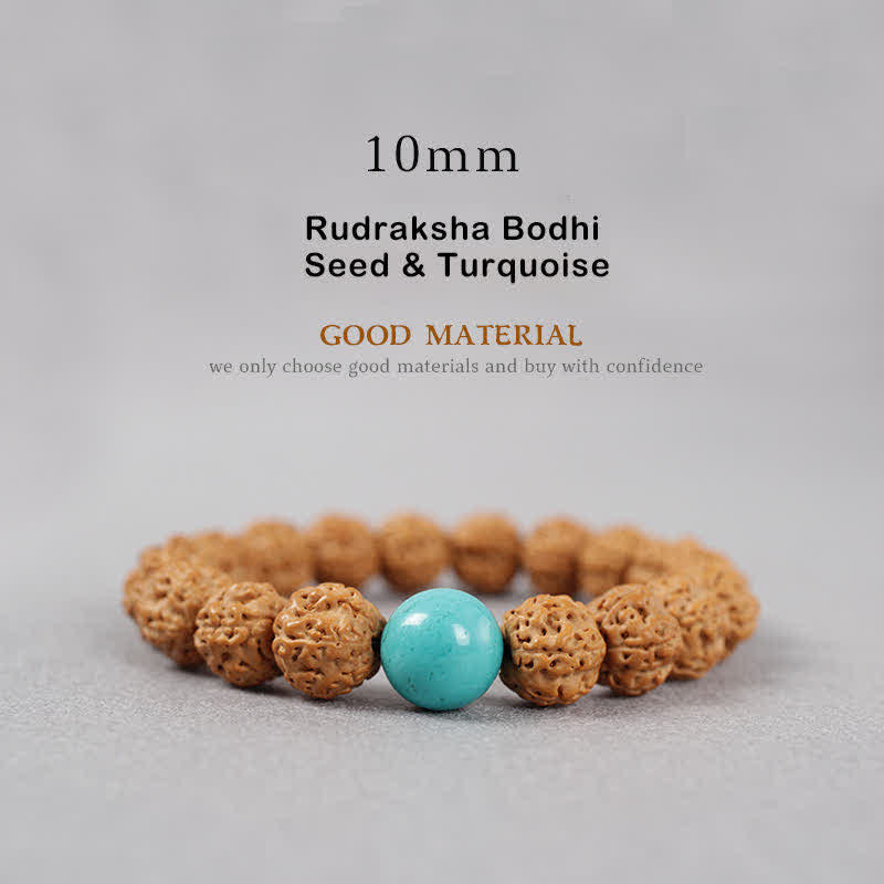 Buddha Stonesチベット ルドラークシャ 菩提樹 シード ビーズ アンバー ターコイズ 富のブレスレット