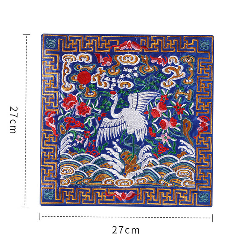 Buddha Stones鳳凰 龍 麒麟 刺繍 カップマットパッド ティーカップコースター スクエア カンフーティーマット