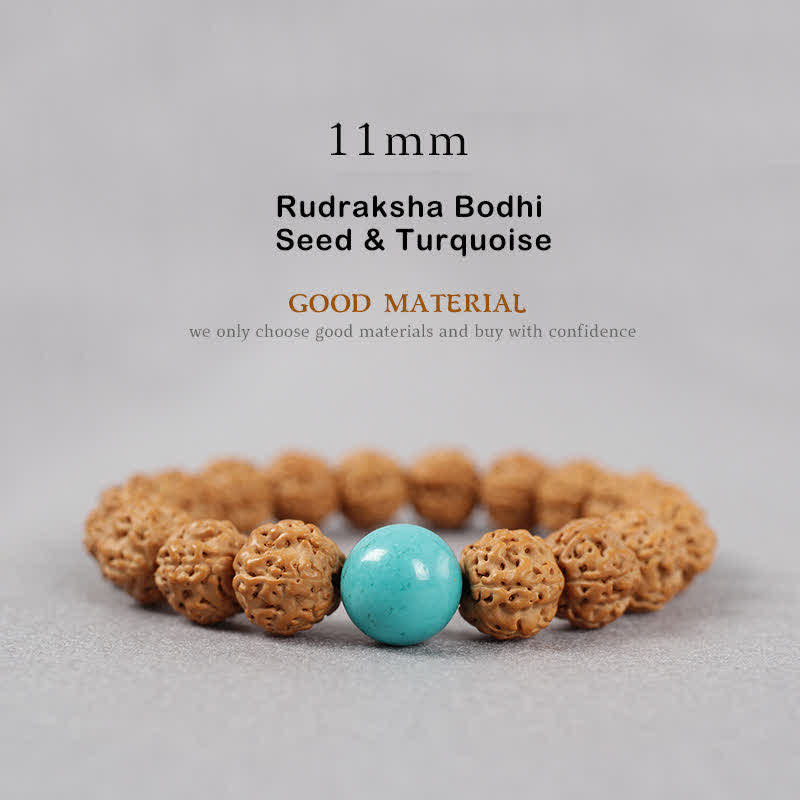 Buddha Stonesチベット ルドラークシャ 菩提樹 シード ビーズ アンバー ターコイズ 富のブレスレット