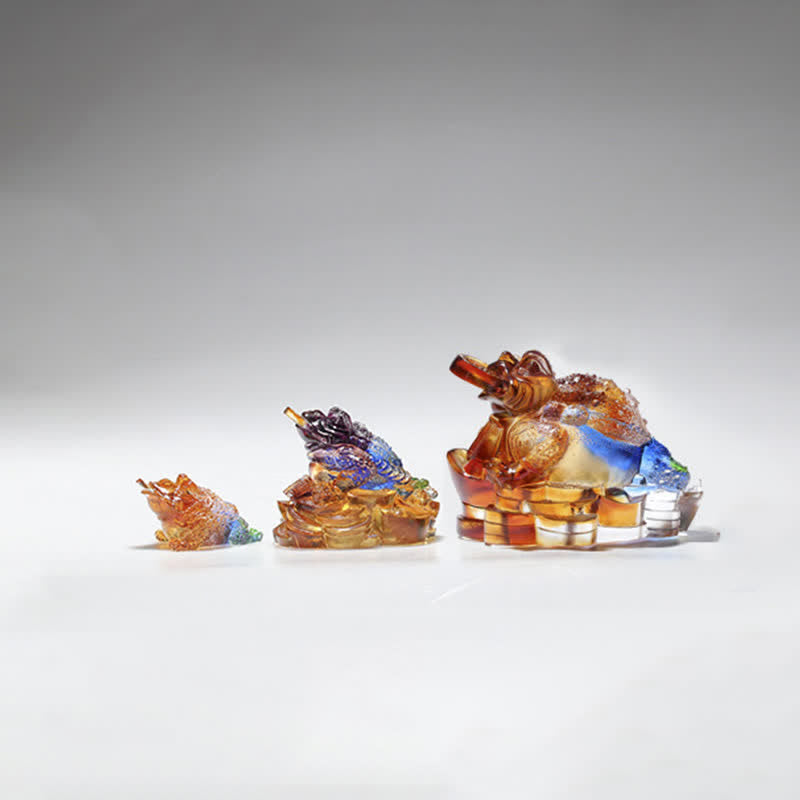 風水カエル手作りLiuliクリスタルアートピース富ホームオフィス装飾