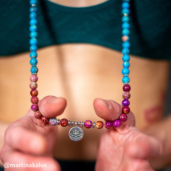 Buddha Stonesチベット紫ミャオ リアルビーズ ハーモニー ロータスMala