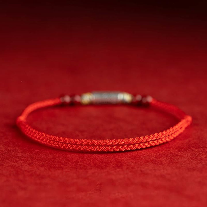 Buddha Stones 925スターリングシルバー 鯉 辰砂 ビーズ 富 手作り 編み込み ブレスレット アンクレット